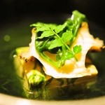 嵯峨沢館 - 2012/Jun.　吸物　清汁仕立て　鮑柔らか煮