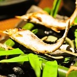 嵯峨沢館 - 2012/Jun.　焼肴　若鮎の塩焼き（笹いぶし）
