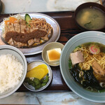 金沢食堂 - ニンニクみそ焼肉定食　990円　セット半ラーメン　270円