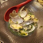 金町製麺 - 浅利と生海苔の出汁蒸し　400円