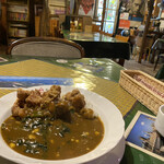 カレーショップ山小屋 - ランチ コーン&ポパイカレー＋山小屋自家製カレカラ