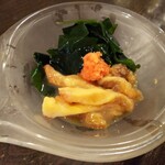 金町製麺 - 生ホヤの三杯酢　400円