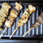 日本一 - 料理写真:かわ・塩ひなねぎ・塩ひなアスパラ・砂肝串