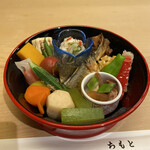 Saiseki Chimoto - 鱧があっさりさっぱり、美味しくいただきました。お野菜は素材の味付けが上品でまさに京都の日本料理！って感じ。生湯葉の含め煮は湯葉の味とお出しの味のバランスがお見事としか言いようのない美味しさ。