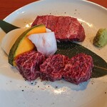 焼肉 明月館 - 厚切りタンと厚切りサガリのハーフ