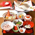 Shusai Okame - お喰い初め膳と鯛の尾頭付き塩焼き（小）