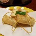みやじまの宿 岩惣 - 変わり鉢  海老真薯挟み揚げと鮎の春巻き