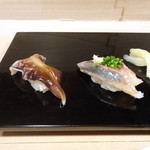 Shimada Sushi - トリ貝、鯵
