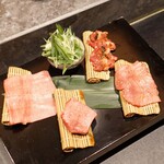 西麻布 焼肉 X - 但馬牛タン元　薄切り、但馬牛タン　厚切り、但馬牛　タンシタ、但馬牛タン　しゃぶしゃぶ