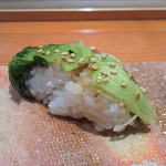 鮨 おさむ - かいわれ（昆布〆）