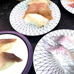 市場寿し - ホッキ貝・太刀魚・貝3貫盛