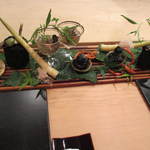 恵比寿　くろいわ - 小鮎や川エビにヒメタケなどを使った八寸