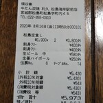 牛たん炭焼 利久 - レシート