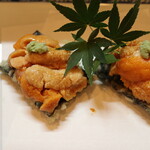 季節料理 よし野 - 海苔天ぷらのウニのせ