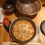 元祖めんたい煮こみつけ麺 - ごはんを投入してさくさくっと混ぜて、、