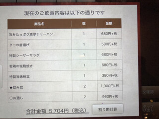 モダン個室と創作和食 和のや - お会計はサービス料発生します