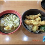 無添くら寿司 - えび天と季節の天丼＋追いガツオ醤油らーめん