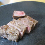 鉄板焼 九九 - 黒毛和牛ランプステーキ（50ｇ）＆黒毛和牛100％ハンバーグ(50ｇ）