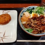 丸亀製麺 - 牛焼肉冷麺とコロッケ 760円