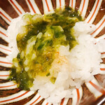 温石 - 浜名湖産の青さのりと唐辛子の餡掛け