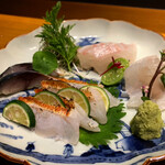 伊勢海老蕎麦 清正 - ✔︎ 産地直送鮮魚のお造り
            　今宵は三重県で揚がったお魚が中心なんだそう。