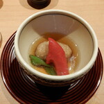 祇園 又吉 - 蓮根餅と万願寺の炊き合わせ