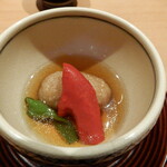 祇園 又吉 - 蓮根餅と万願寺の炊き合わせ