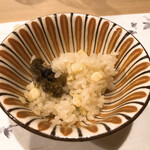 うを徳 - シャイニングコーンホワイトと山口あわびの炊き込みご飯