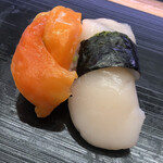 Matsuno Sushi - 北海道の帆立と三河湾の青柳。潮の香りが濃くて嬉しい