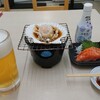 Yan Shuuryouri Kitanoryouba - 生ビール、サーモン刺身、帆立バター焼き