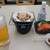 ヤン衆料理 北の漁場 - 生ビール、サーモン刺身、帆立バター焼き