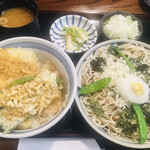 戸隠そば - 磯おろしと天丼のセット