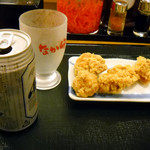 なか卯 - ビールとから揚げ、から揚げは3個、5個、10個から選べる
