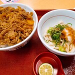 なか卯 - 主人の牛丼大盛りとすだちうどん