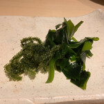 すし岩瀬 - ワカメ、海ブドウ　ポン酢で