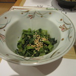 自家製粉そば 幸町 満留賀 - 山葵菜のおひたしです