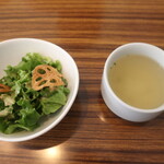 and tsubame - パスタメニューのセットのサラダとスープ