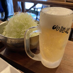 Nikumaregumi - 生ビール、お通し