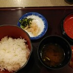 日本料理 浜夕 - ご飯、香の物、味噌汁　2019年8月