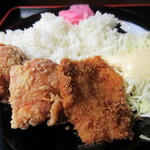 ほうえん - 大きめの唐揚げ2個に、チキンカツ1枚