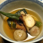 しのはら - 煮物　小芋、蛸、南瓜、オクラ
