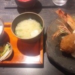 中々屋 - 特大有頭海老フライとクリームコロッケ定食