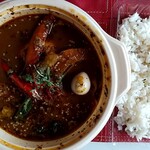 北海道スープカレー専門店 雪道 - 炙りチキンカレー（野菜7種）+トッピング(ブロッコリー）※スープ大盛