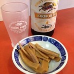 とかの - ビールと付き出しのメンマ