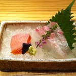 真鯛とチップ(支笏湖産姫鱒)の昆布締刺身