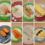 Kaiten Zushi Kurippa - 甘えび　190円/炙りえんがわ　220円/炙りマヨサーモン　220円/特製だし巻き玉子　230円/いくら　320円/サーモン　190円/真いか　270円　+税