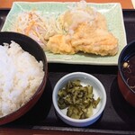 和食さと - ふわふわ鶏天ねぎ塩おろし(日替り)。