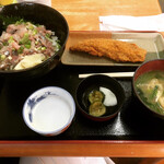 Isuke - あじたたき丼＋かつおハラミフライ　¥650+150-