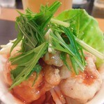 中華酒膳 幸龍 - （2012/5月）この日の「お通し」は「豚モツの唐揚げ甘酢あんかけ」のようなもの