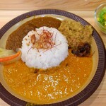 ウィズカレー - ３種あいがけカレー、手前バターチキンカレー